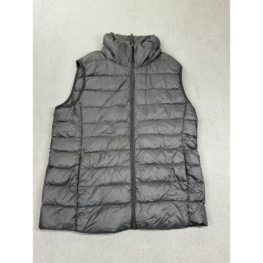 Uniqlo Vest Mens Medium Black Down Puffer Quilted Full Zip Lightweight Travel